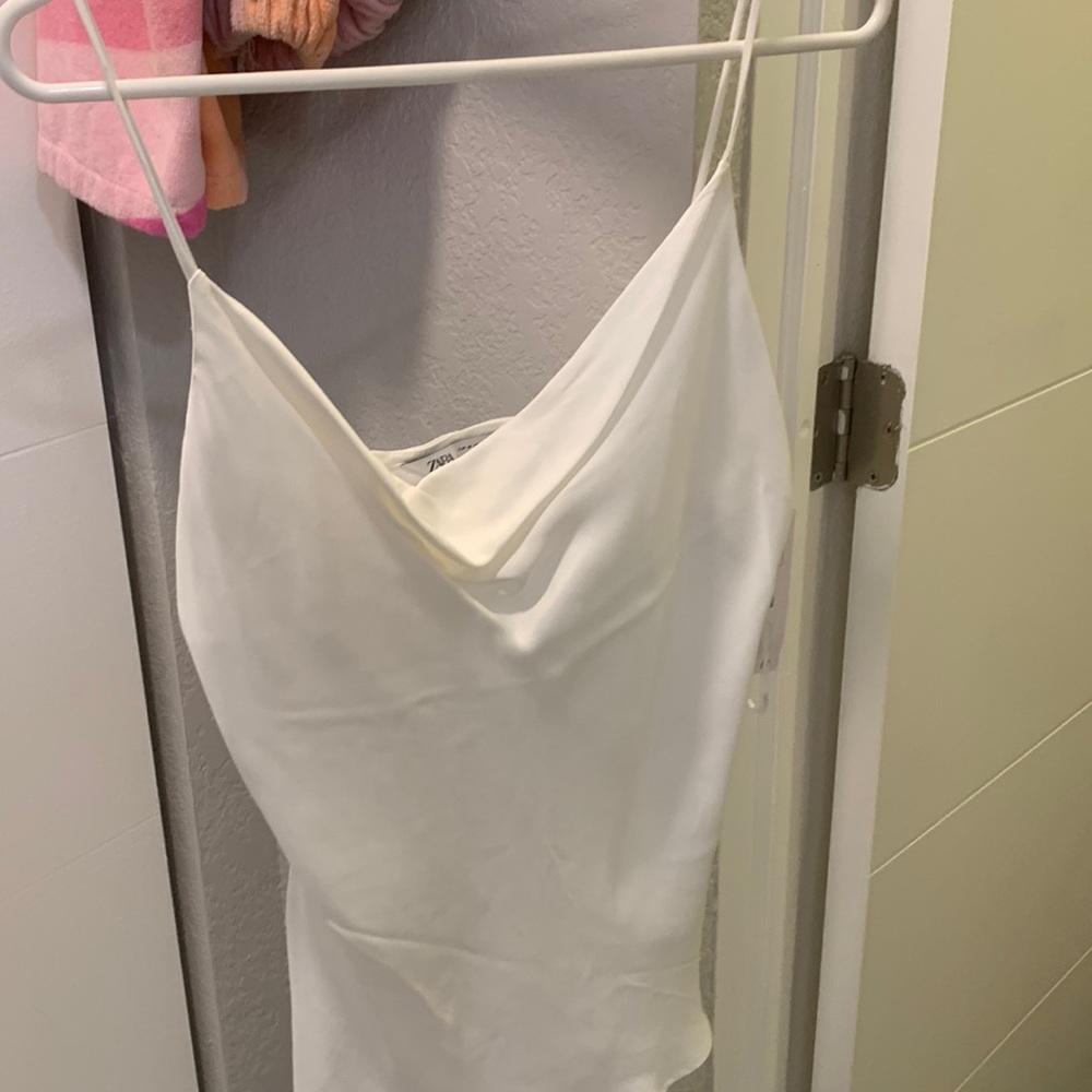 White silky Zara top